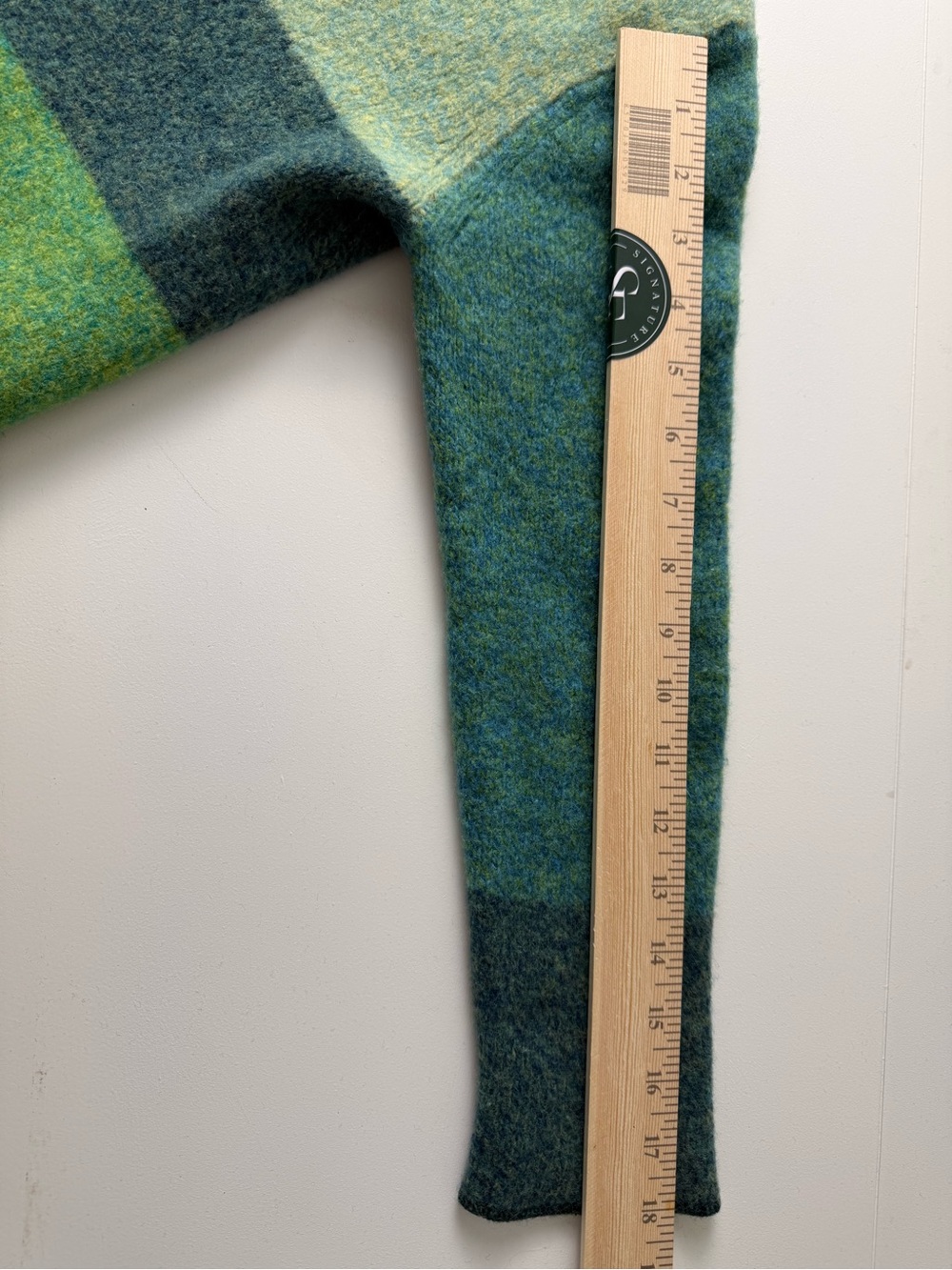 Sigrid Olsen Vintage Green & Teal Colorblock 100% Wool Sweater - Size S - Picture 7 of 9